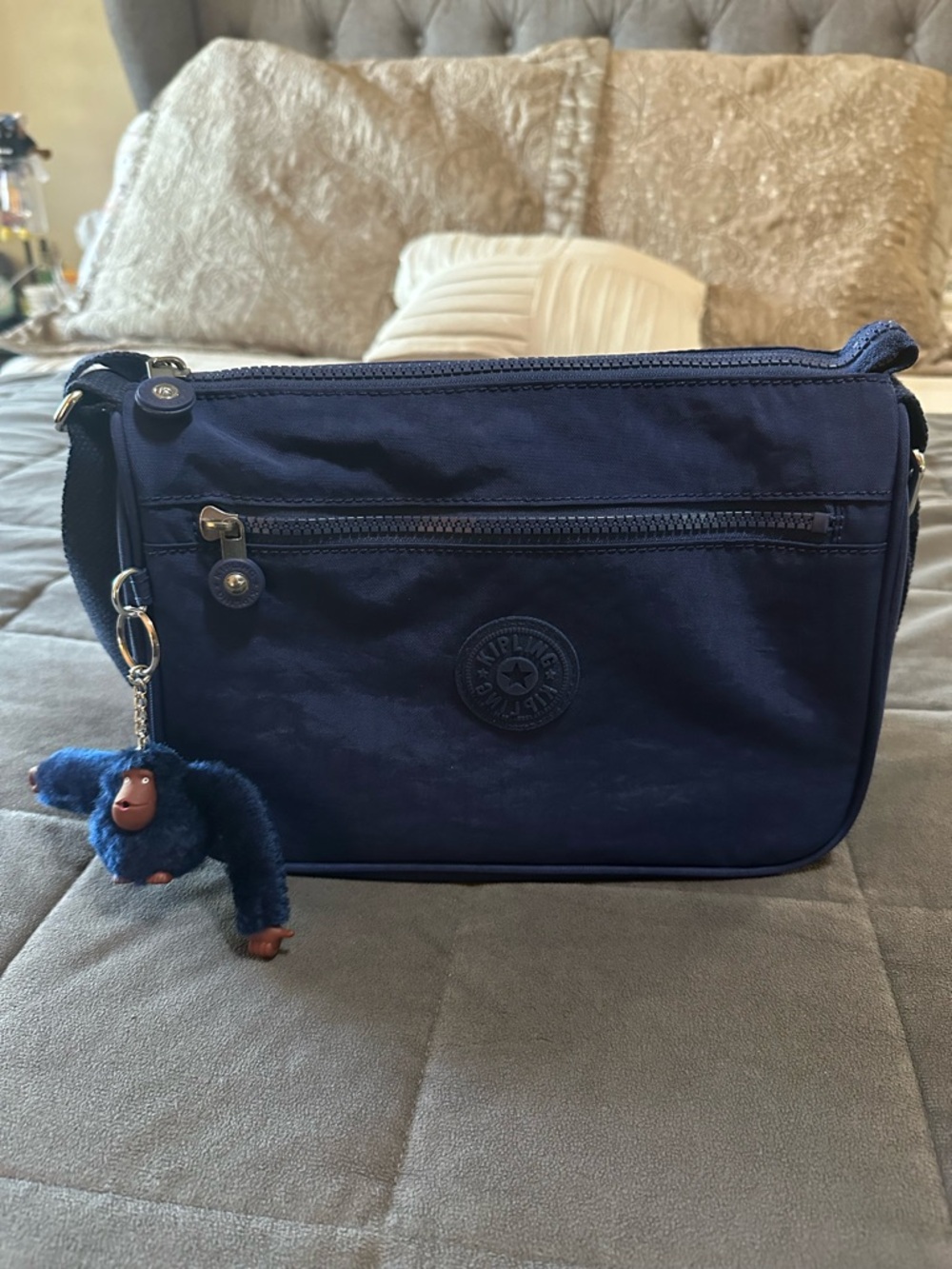 Kipling Deep Navy Crossbody Bag with Monkey Charm